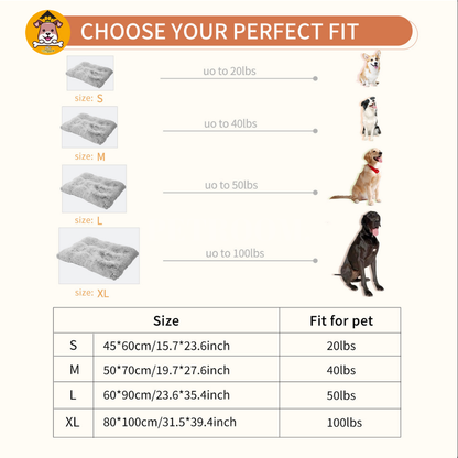 A grey dog beds size chart